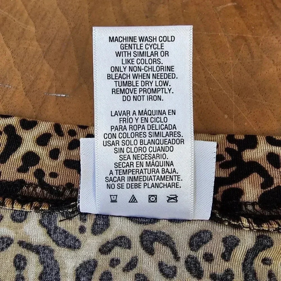 WOMEN'S JACLYN SMITH BROWN ANIMAL PRINT FAUX WRAP DRAPE SKIRT - SIZE LARGE - Picture 5 of 5